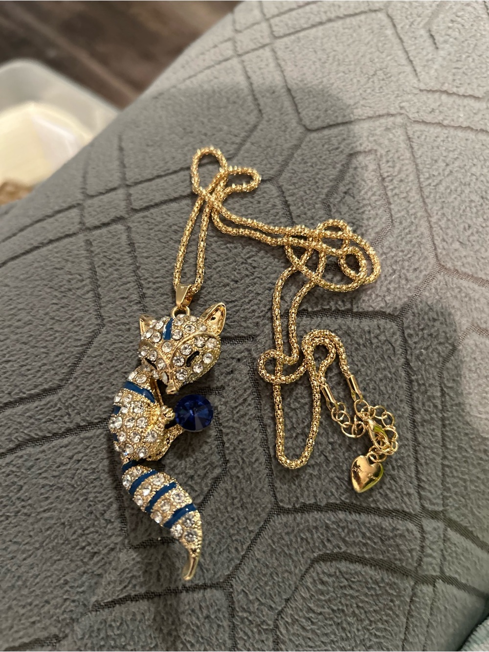 Private Label Gold Fox Pendant Necklace with Blue Accents. Dr 50